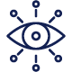 Eye with digital elements representing full visibility