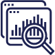 Digital window with a magnifying glass and chart, representing data monitoring and protection