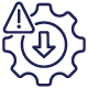 Mechanical symbol with a downward arrow, representing attack surface reduction